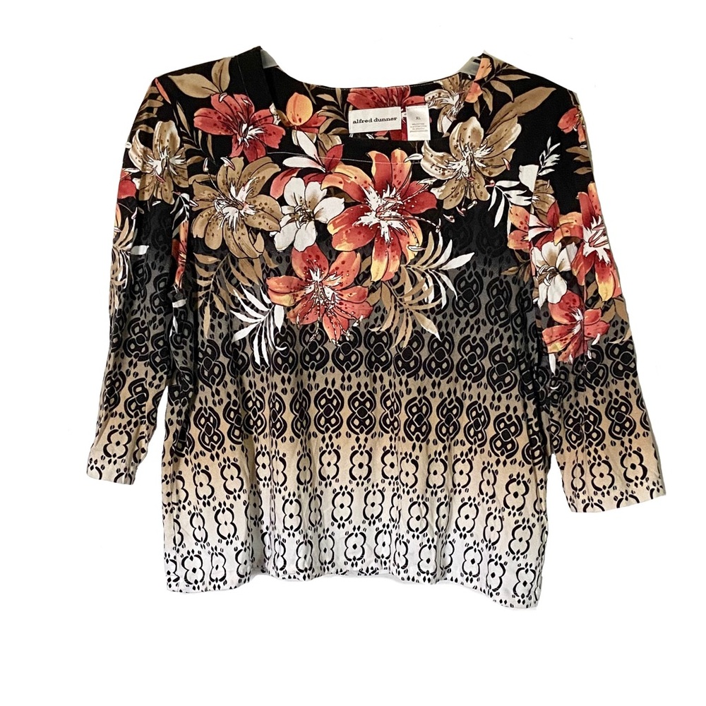 Alfred Dunner Patterned Flower Top